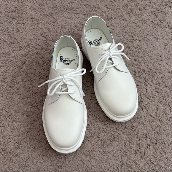 Dr. Martens 1461 For Pride White Leather Oxford Shoes Mens 7 Womens 8 - Picture 4 of 14